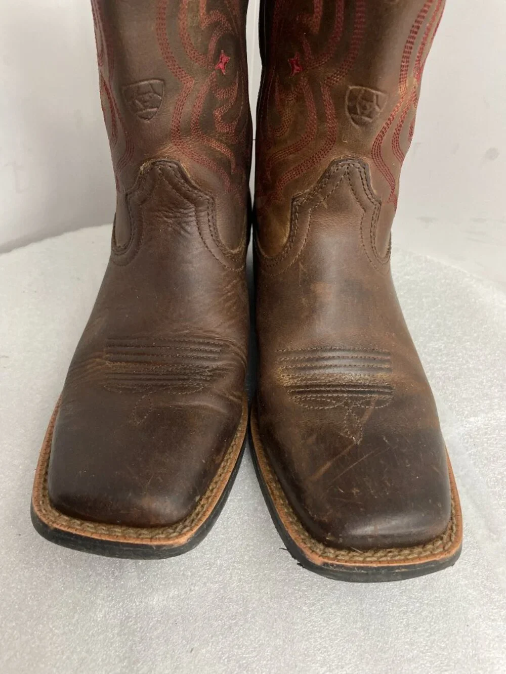 Ariat Quickdraw Leather Square Toe Western Cowboy Boots Boys Youth Kids 4